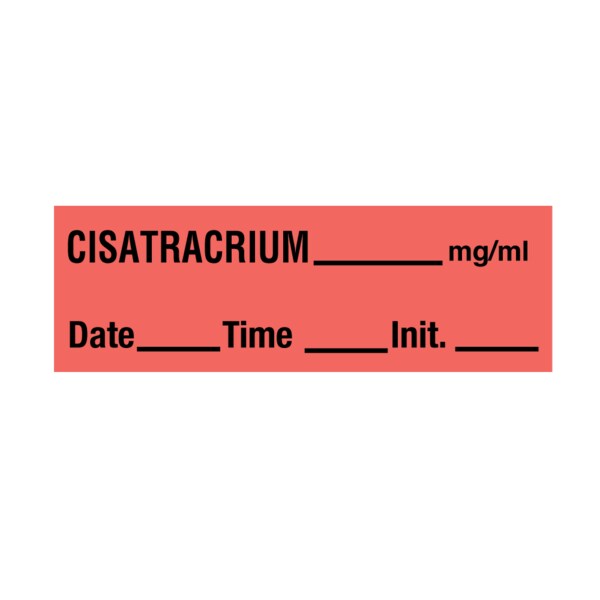 Tape, Cisatracurium 1/2" x 500" Flr Red w/Black